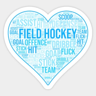 Field Hockey Heart Blue Sticker